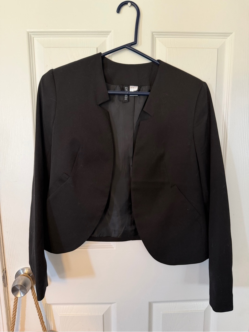 H&M Black Cropped Open-Front Women's Blazer